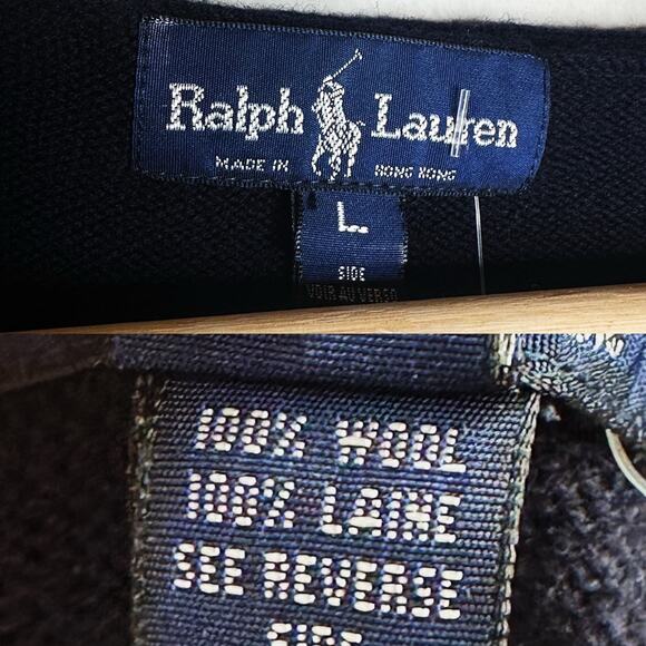 RALPH LAUREN BLUE LABEL 80s Deadstock Blue V-Neck Wool Knit Sweater Large Womens - Picture 2 of 15